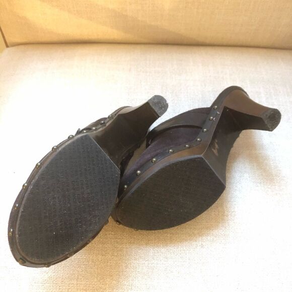 Bandolino Divara Clog Heels Brown Suede 8 - Picture 4 of 6